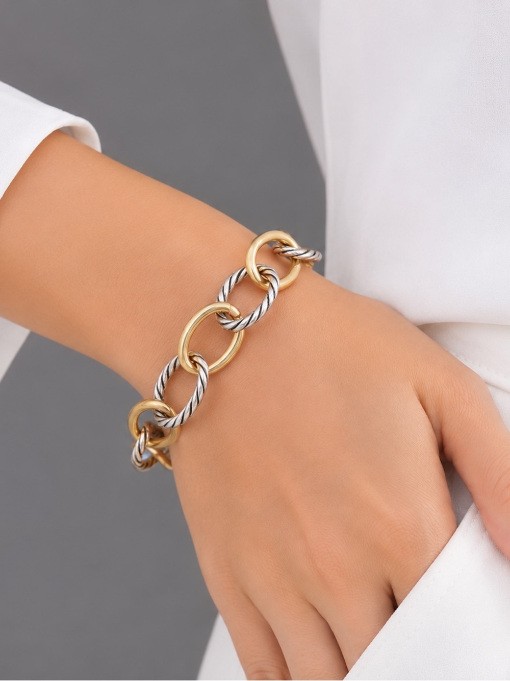 Zara Two-Tone Gold and Silver Link Bracelet - Women Jewelry